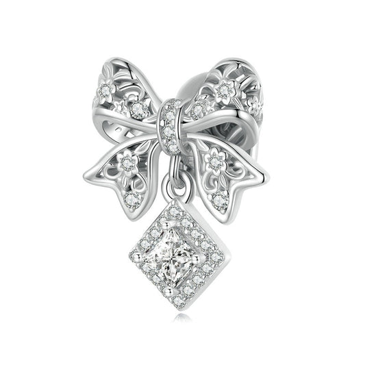 Jzora Square Bow Positioning Sterling Silver Charm