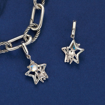 Jzora Romantic Cosmic Star Astronaut Sterling Silver Charm