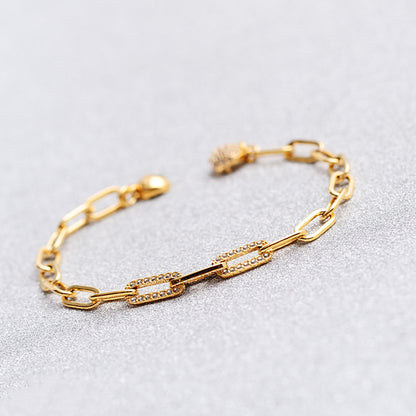 Jzora handmade gold paperclip tennis alloy bracelet