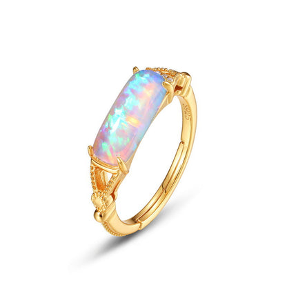 Jzora handmade opal sterling silver adjustable ring