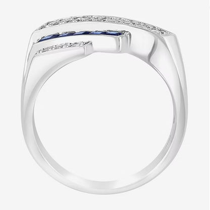 Jzora handmade sapphire round cut square fashion men's ring
