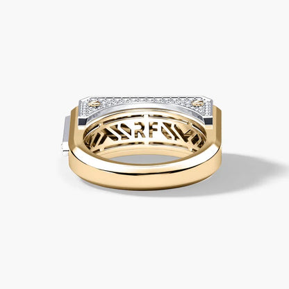 Jzora handmade luxury two-tone emerald cut modern men's ring