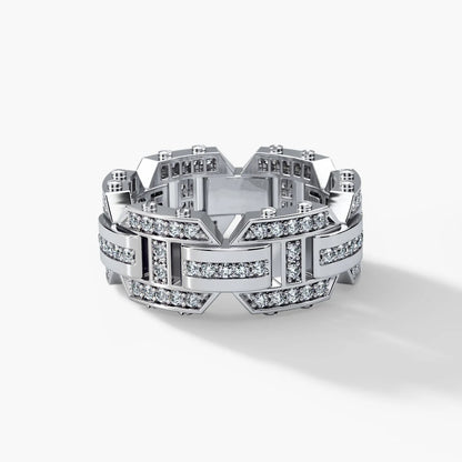 Jzora Handmade Men’s Geometric Ring – Bold Statement Band for Modern Style