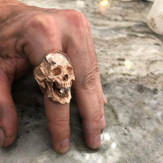 Jzora handcrafted edgy gothic & punk style 3D skull statement men’s ring