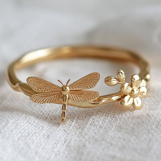 Jzora handmade nature-inspired dragonflies sterling silver ring