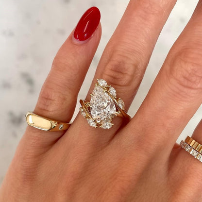 Jzora handmade 4ct gold pear cut grace fashion ring