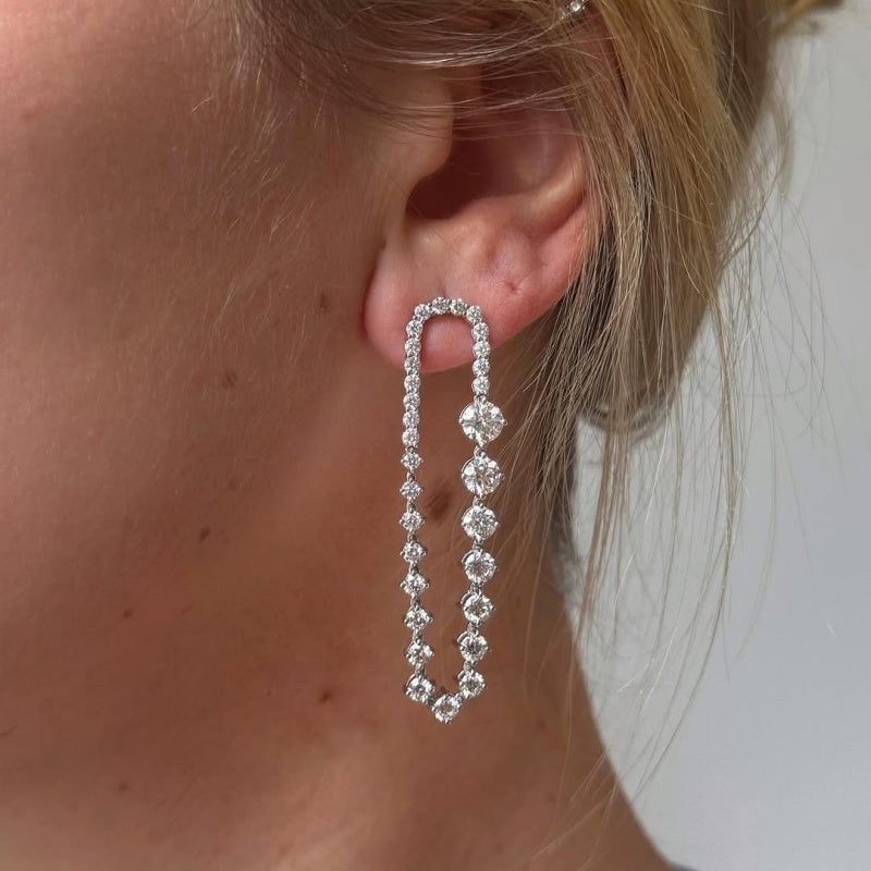 Jzora handmade asymmetrical round cut hoop sterling silver earrings