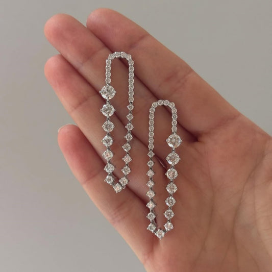 Jzora handmade asymmetrical round cut hoop sterling silver earrings