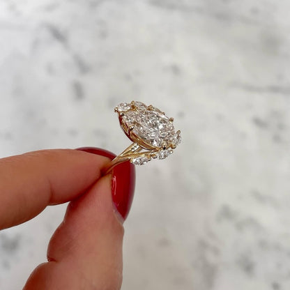 Jzora handmade 4ct gold pear cut grace fashion ring