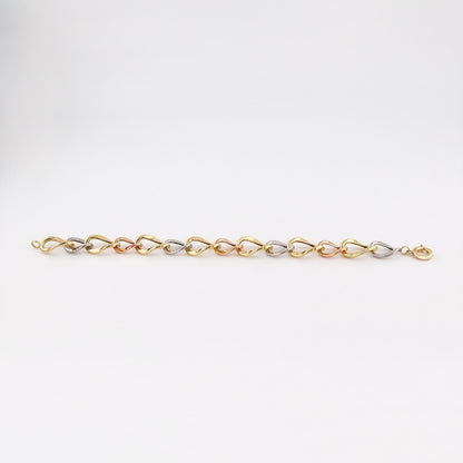 Jzora handmade elegant tri-color twisted link bracelet