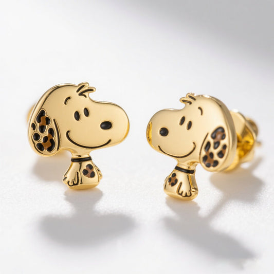 Jzora handmade dorable gold leopardprint pupsy sterling silver stud earrings
