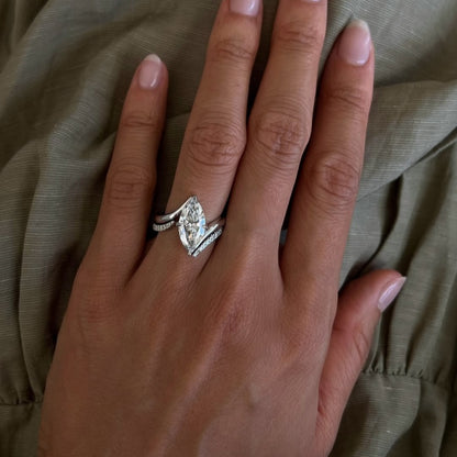 Jzora handmade marquise cut swirl sterling silver ring set