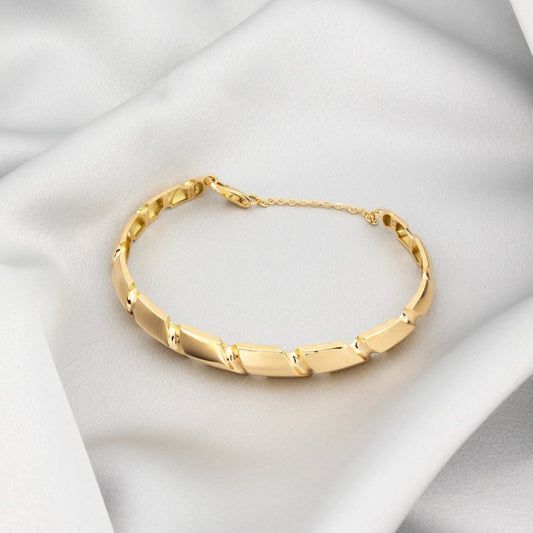 Jzora handmade golden glow sleek & chic link style bracelet