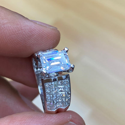 Jzora Handmade Chic Emerald Cut Moissanite Wedding Men's Ring