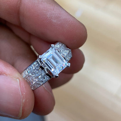 Jzora Handmade Chic Emerald Cut Moissanite Wedding Men's Ring