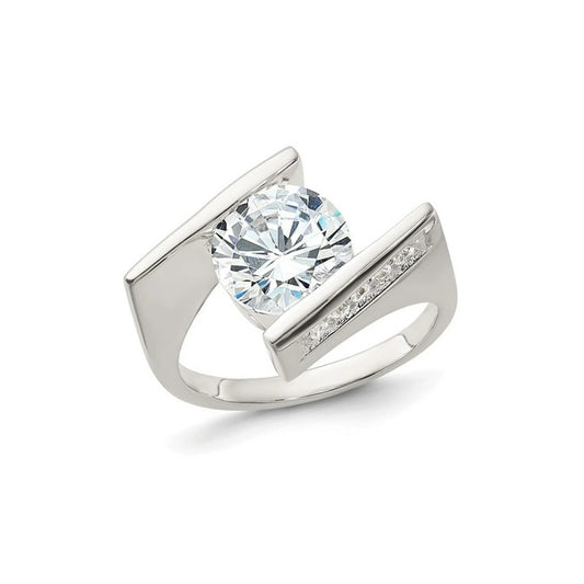Jzora handmade round cut open band moissanite sterling silver ring