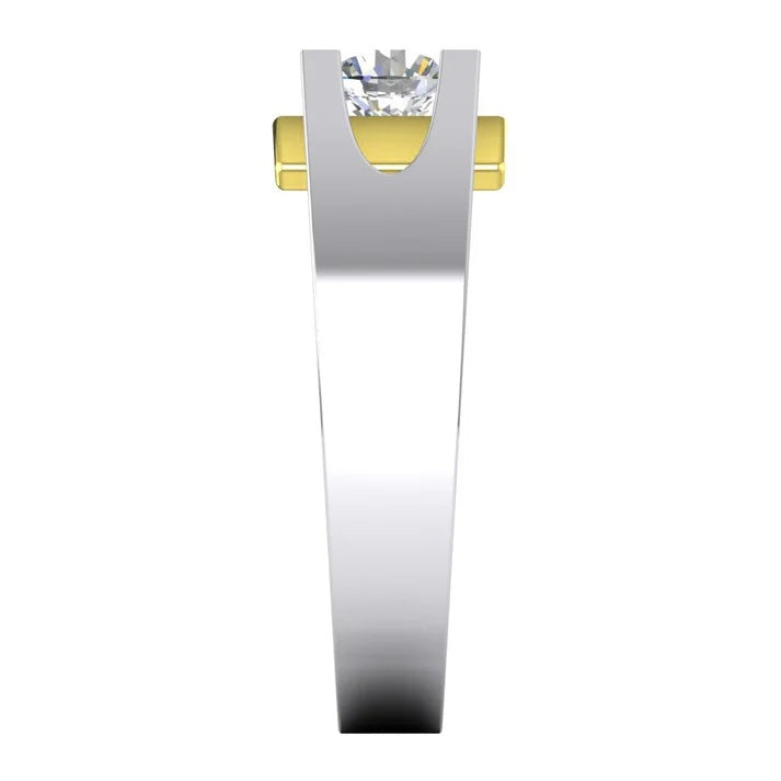 Jzora handmade 1ct round cut two tone solitaire Moissanite sterling silver men's ring