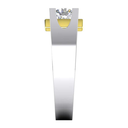 Jzora handmade 1ct round cut two tone solitaire Moissanite sterling silver men's ring