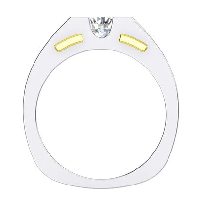 Jzora handmade 1ct round cut two tone solitaire Moissanite sterling silver men's ring