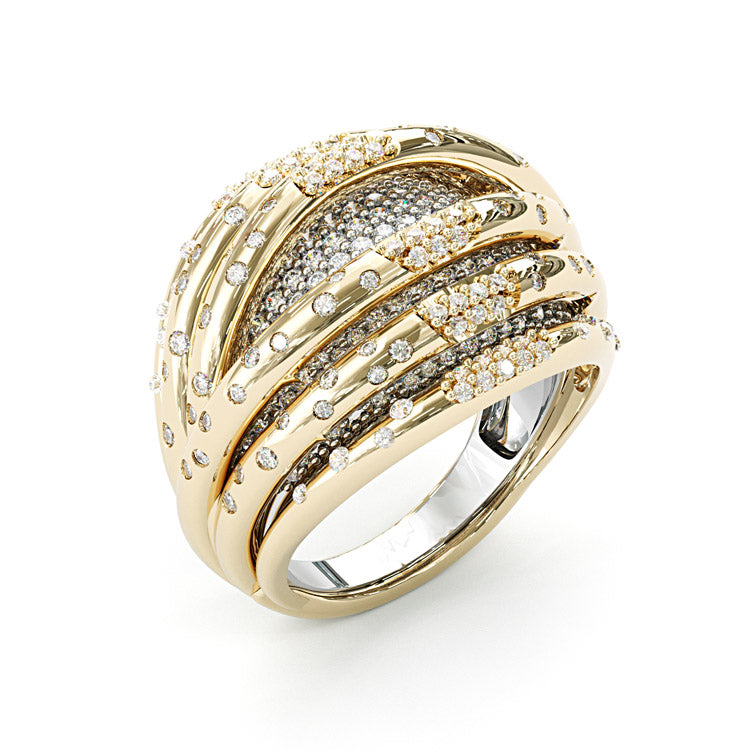 Jzora handmade gold-tone bold & statement dome twisted gold cage women's band ring