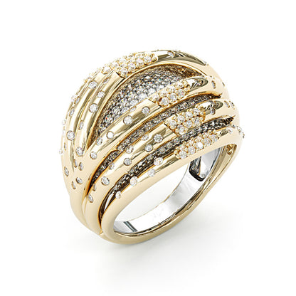 Jzora handmade gold-tone bold & statement dome twisted gold cage women's band ring