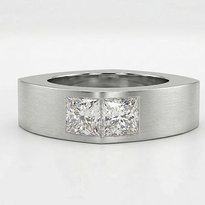 Jzora Handmade Princess Cut Moissanite Sleek Channel-style Modern Men's Band Ring