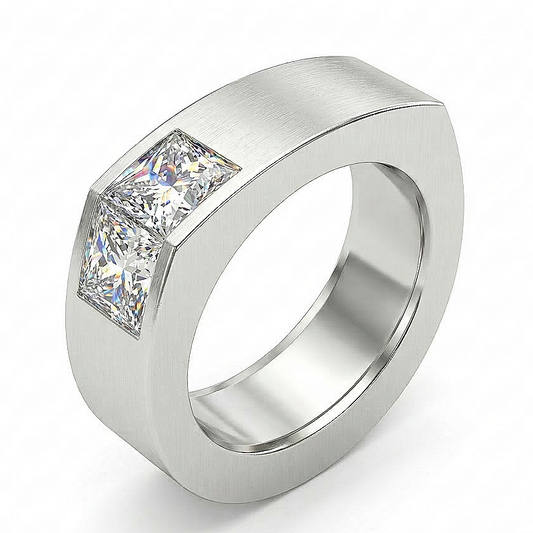 Jzora Handmade Princess Cut Moissanite Sleek Channel-style Modern Men's Band Ring