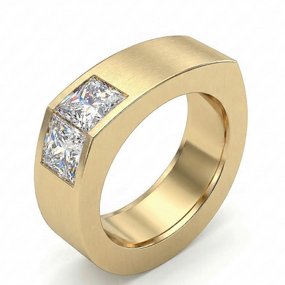 Jzora Handmade Princess Cut Moissanite Sleek Channel-style Modern Men's Band Ring