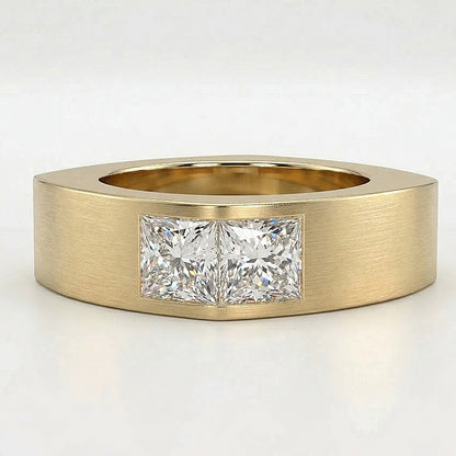 Jzora Handmade Princess Cut Moissanite Sleek Channel-style Modern Men's Band Ring