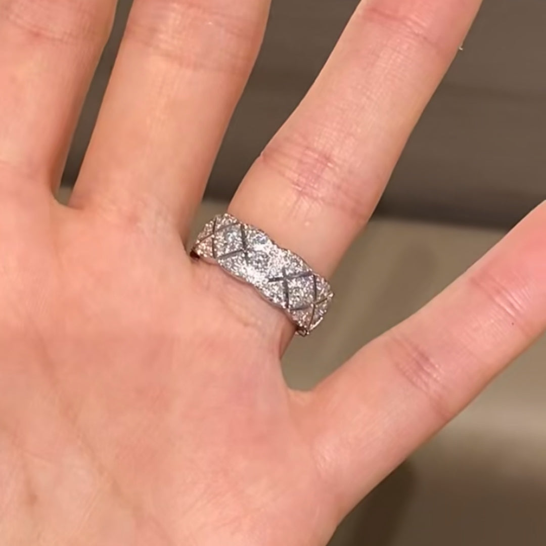 Jzora Fashion Full Pavé sterling silver wedding women's band ring