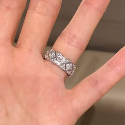 Jzora Fashion Full Pavé sterling silver wedding women's band ring
