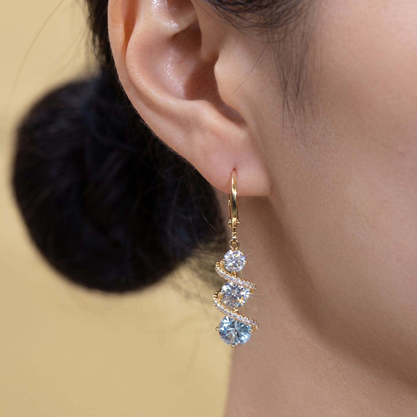 Jzora Handmade Elegant Triple Round Cut Moissanite Drop Earrings