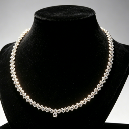 Jzora Handmade Luxurious Sparkling Round CZ Tennis Chain Women’s Statement Necklace