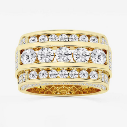 Jzora handmade multi-row rectangular men's wedding band ring