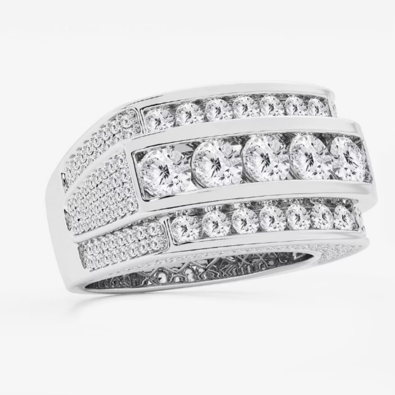 Jzora handmade multi-row rectangular men's wedding band ring