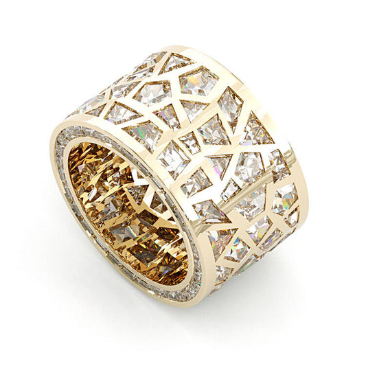 Jzora handmade unconventional random irregular polygon broken mirror men's ring