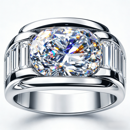 Jzora Handmade Iced Out Oval Cut Modern Luxury Men's Ring
