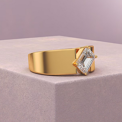 Jzora handmade minimalist emerald-cut solitaire men's ring
