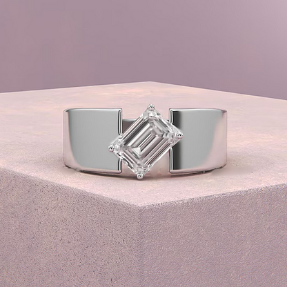 Jzora handmade minimalist emerald-cut solitaire men's ring