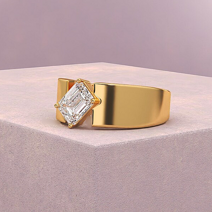 Jzora handmade minimalist emerald-cut solitaire men's ring