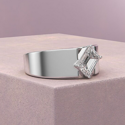 Jzora handmade minimalist emerald-cut solitaire men's ring