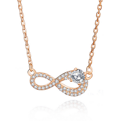 Jzora Handmade Round CZ Infinity Symbol Pave Sterling Silver Women’s Pendant Necklace