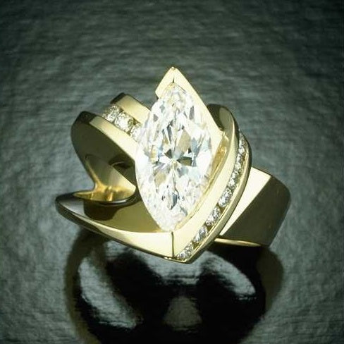 Jzora handmade marquise cut bold modern design men's ring