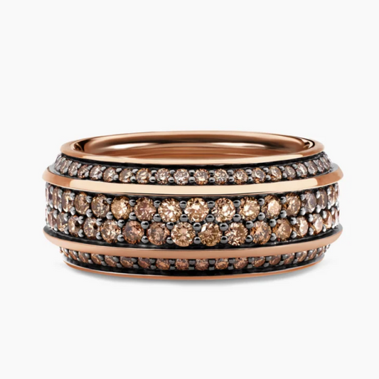 Jzora Handmade 18K Rose Gold Plated Full Pave Chocolate CZ Classic Men's Ring