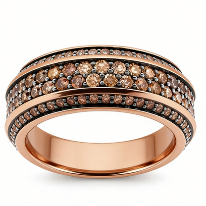 Jzora Handmade 18K Rose Gold Plated Full Pave Chocolate CZ Classic Men's Ring