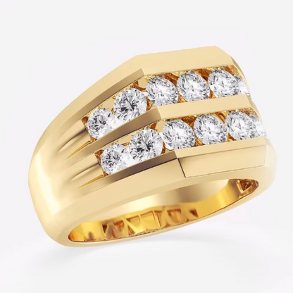 Jzora handmade 2ct double row channel set men's wedding band  ring