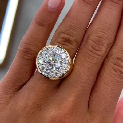 Jzora handmade gold 3ct round cut diamond sterling silver engagement ring