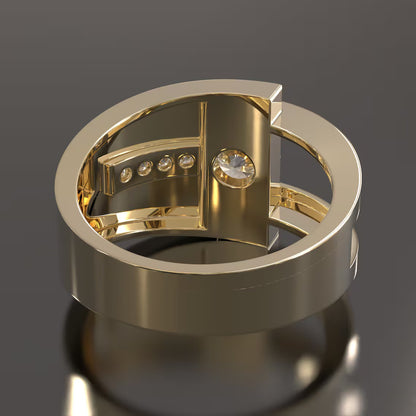 Jzora handmade modern glamour 1.2ct round cut solid  men's ring