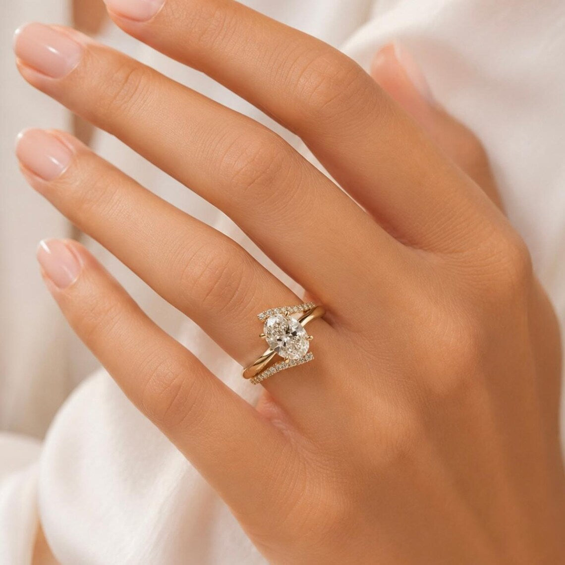 Jzora Handmade 2CT Moissanite Oval Cut Timeless Engagement Ring
