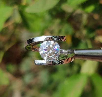 Jzora handmade 3ct round cut trending moissanite sterling silver ring